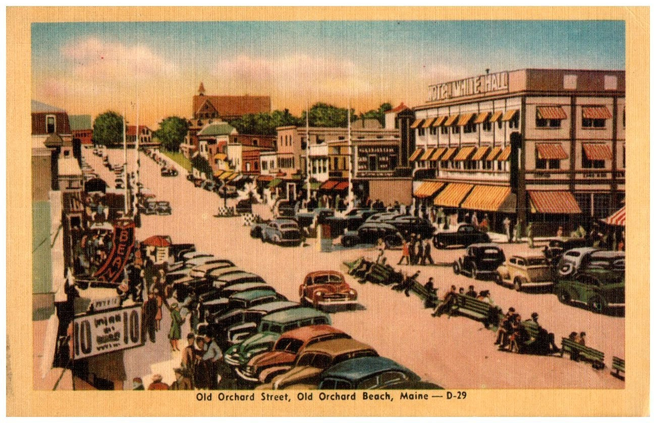 Vintage Postcard 1947 Old Orchard Street, Old Orchard Beach Downtown, Maine (ME)