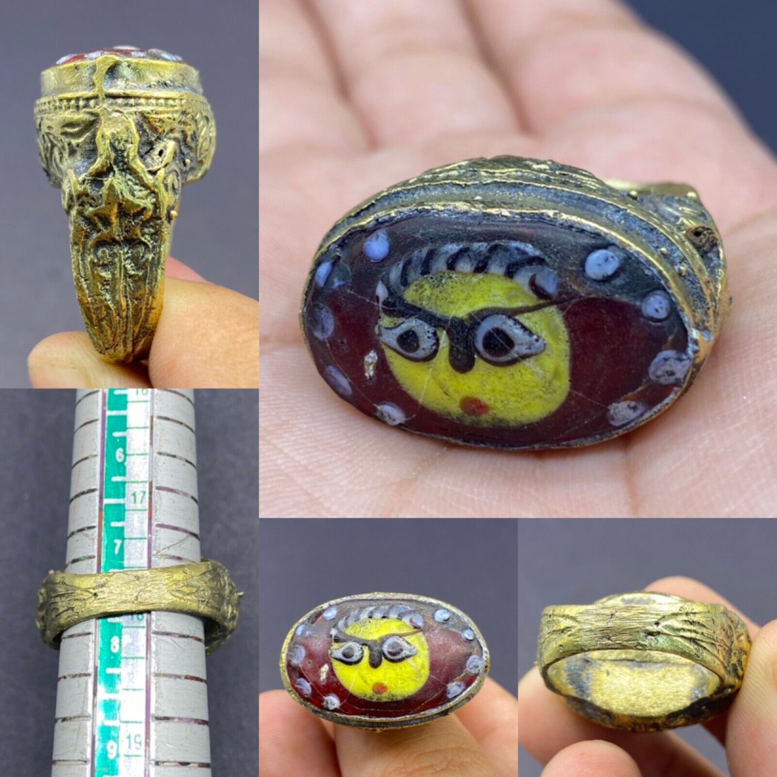 Uniquely 1 Old Phoenician Beautiful Unique Glass Unique Face Amulet Bead