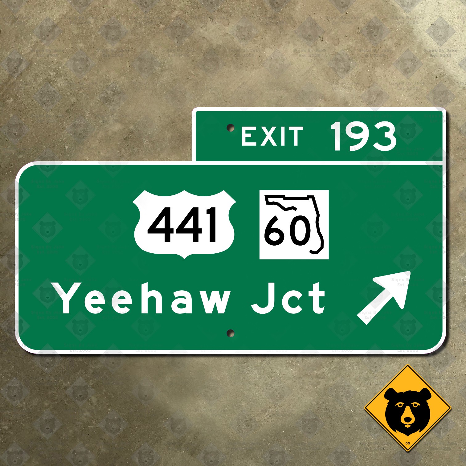 Florida\'s Turnpike exit 193 Yeehaw Junction US 441 highway road exit sign 14x8