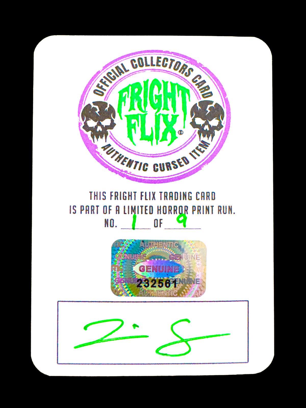 Fright Flix - Chatterer *UNDEAD* Holo Trading Card Fan Made Print *MINT* Signed