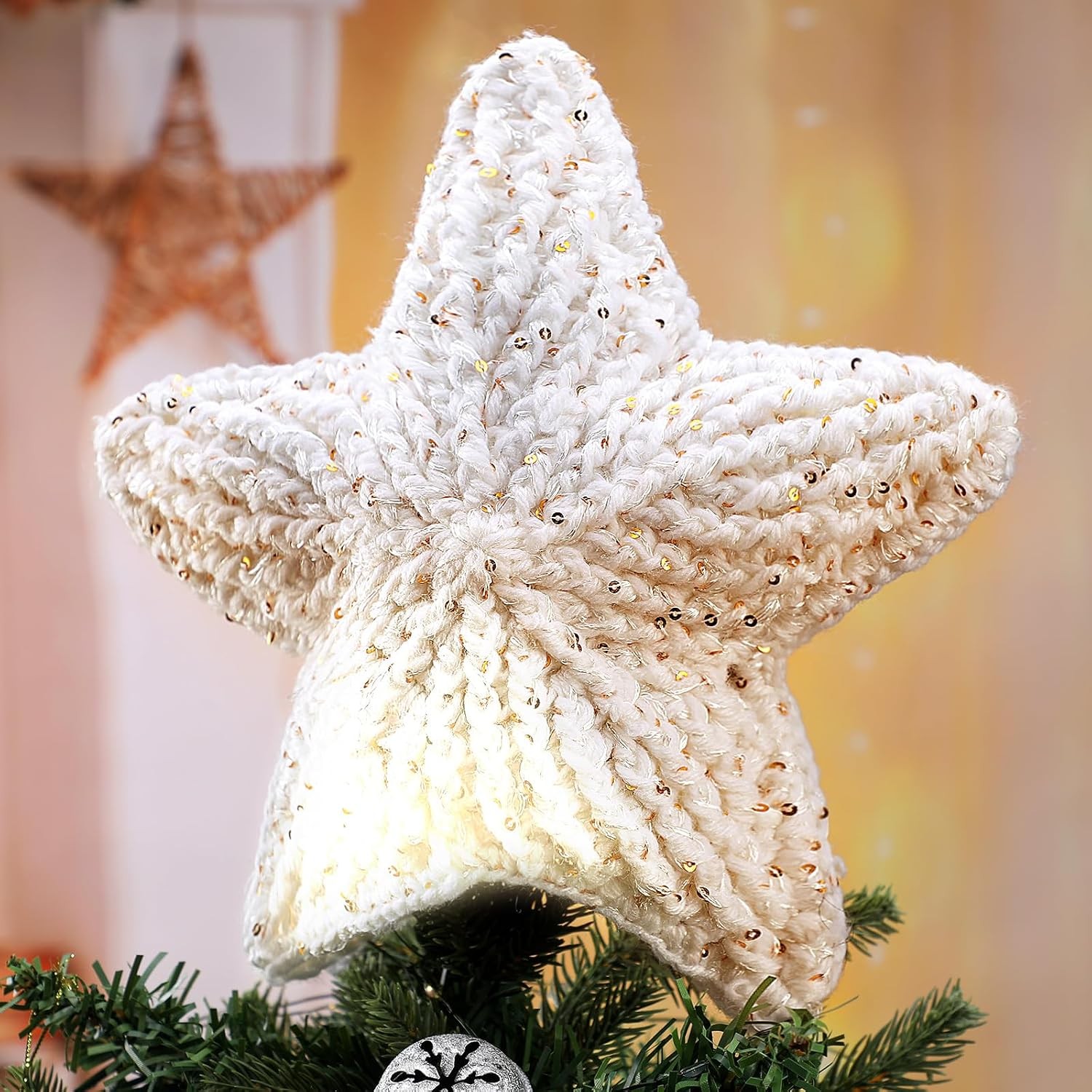 10 Inch Crochet Star Christmas Tree Topper Boho Christmas Ornament 10 Inch Crochet Star Christmas Tree Topper Boho Christmas Ornament