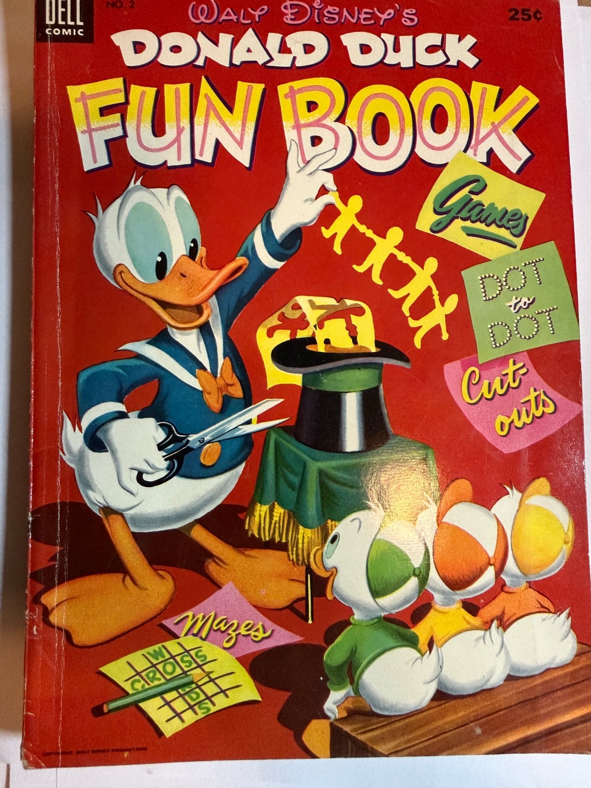 1954 Dell Donald Duck Fun Book No 2 Disney Activity Book Unused Vintage