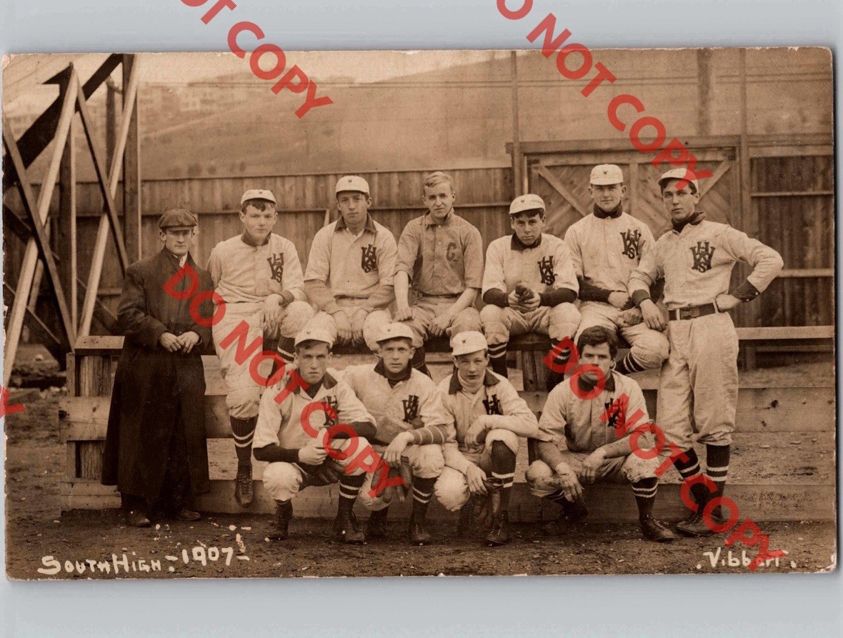 1907 South High School Baseball Team WORCESTER Massachusetts MA Vibbart RPPC