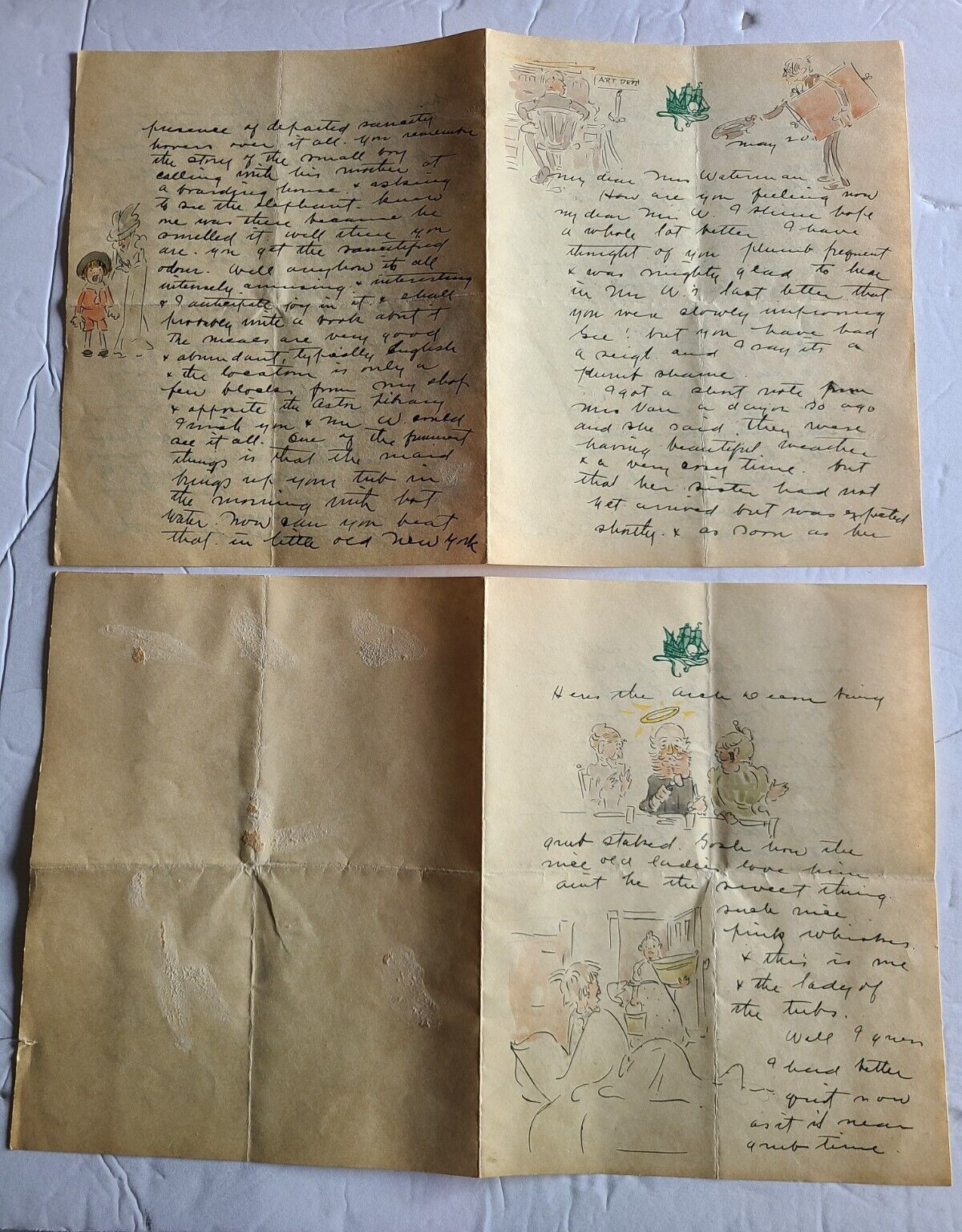 John A. Williams(1869–1951) Illustrated letter to Author Nixon Waterman, May