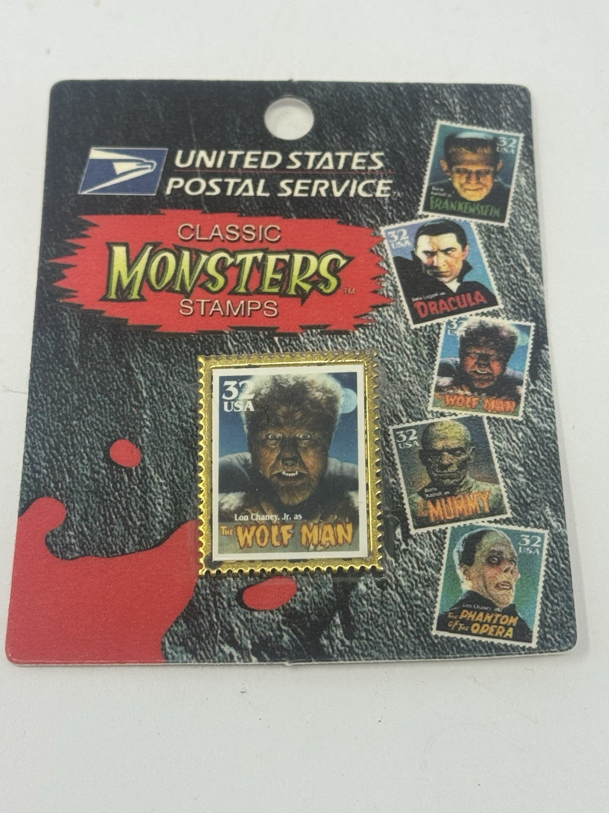 1997 USPS Wolf Man Classic Monsters Horror Movie 32c Stamp Pin Collectible