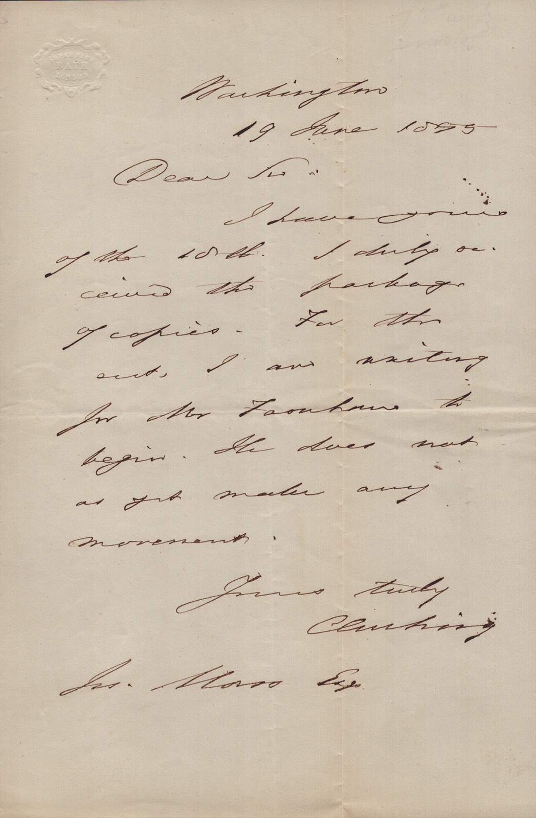CALEB CUSHING - AUTOGRAPH LETTER SIGNED 06/19/1855