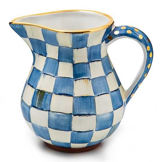 MacKENZIE CHILDS ROYAL CHECK PORTLY PITCHER BNWT