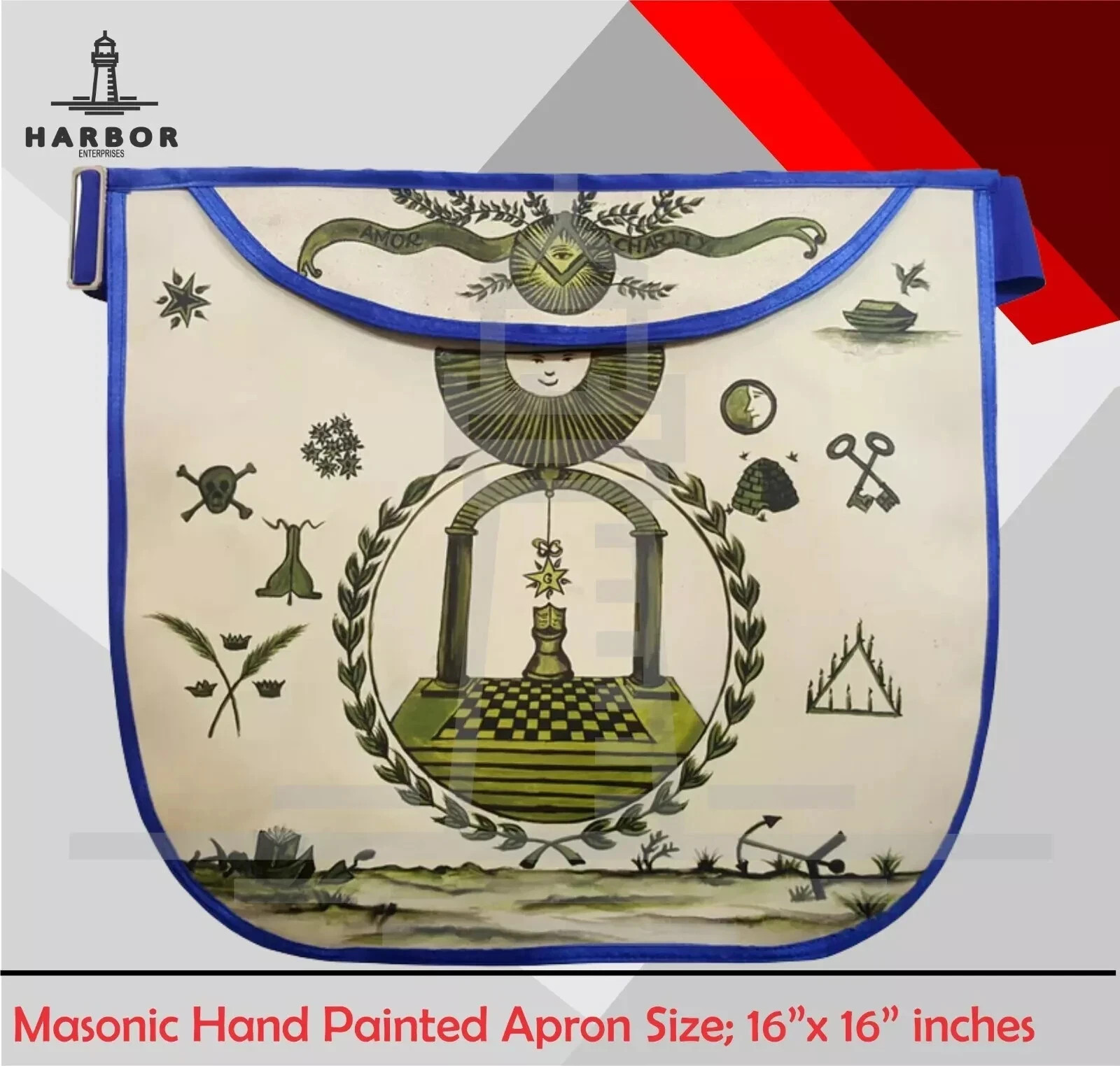 Hand Painted Masonic Apron Meriwether Lewis History Edition Circa 1800