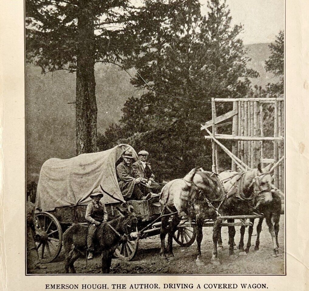 1900s Emerson Hough Author Covered Wagon Horse Print Antique Ephemera 7.5 x 4.75