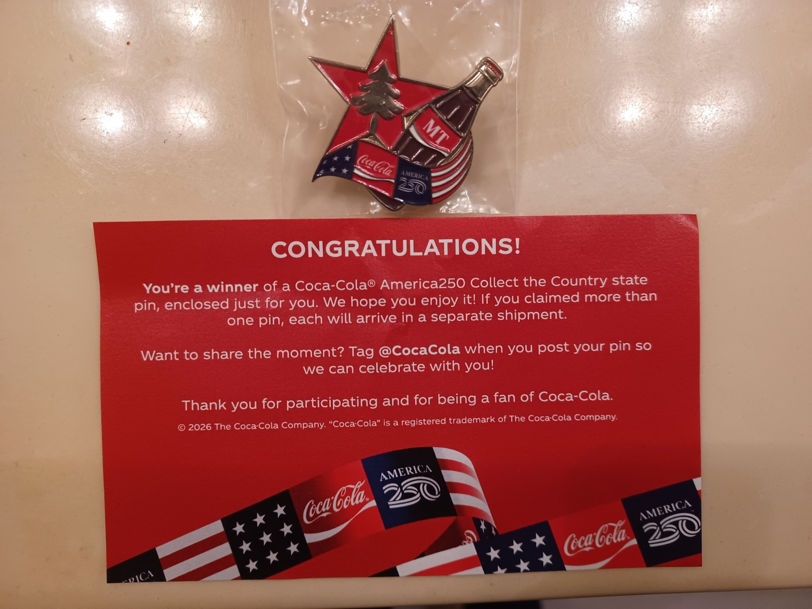 NEW Coca Cola Montana MT State Pin America 250 Coke Bottle, Ponderosa Pine Tree