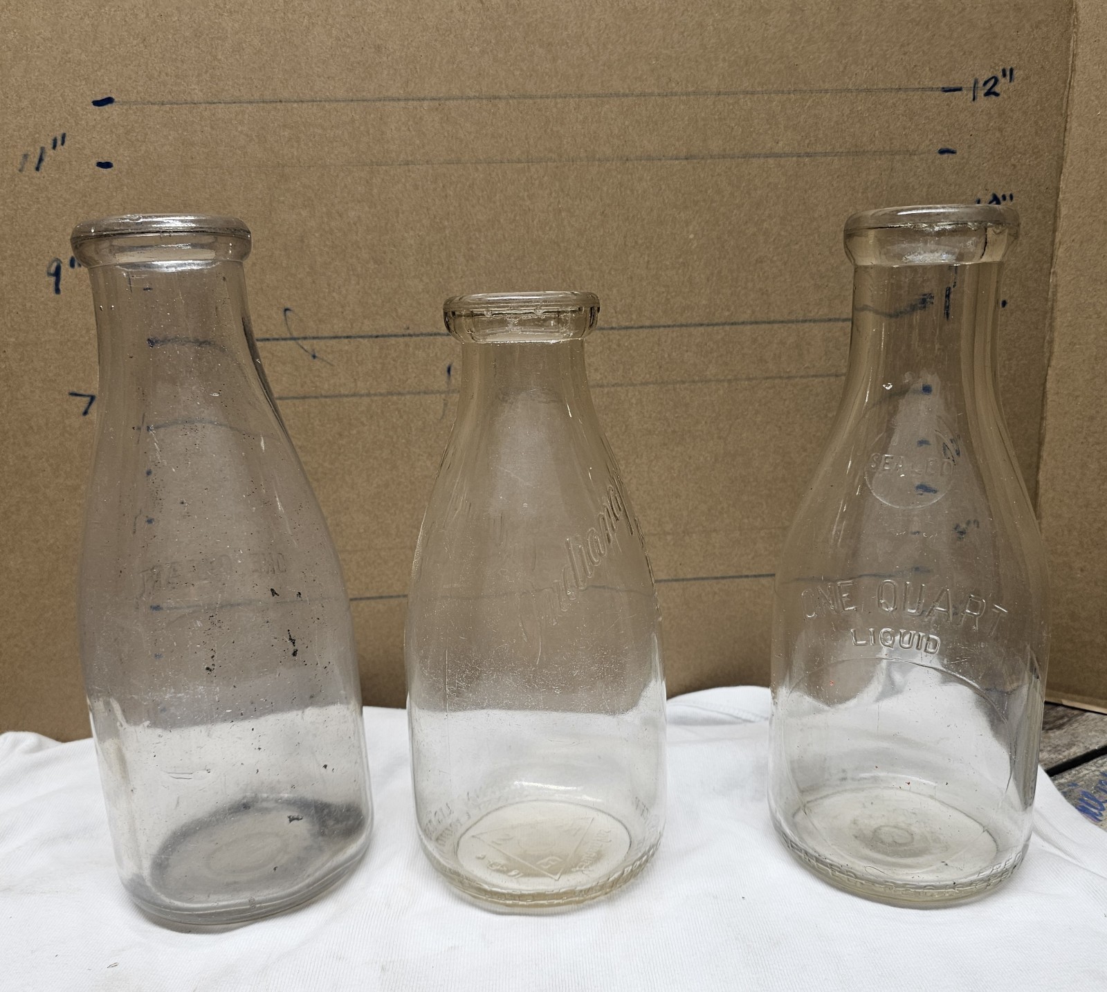 3 Vintage Milk Bottles Indianapolis  Duraglass