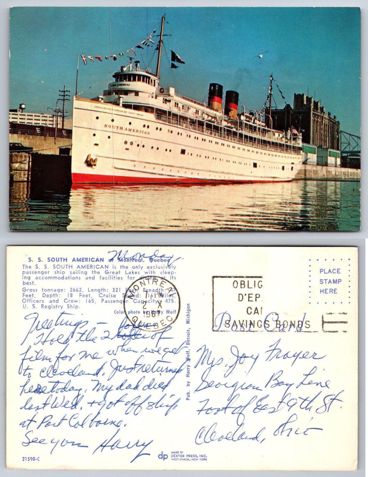 SS South American Passenger Ship Postcard