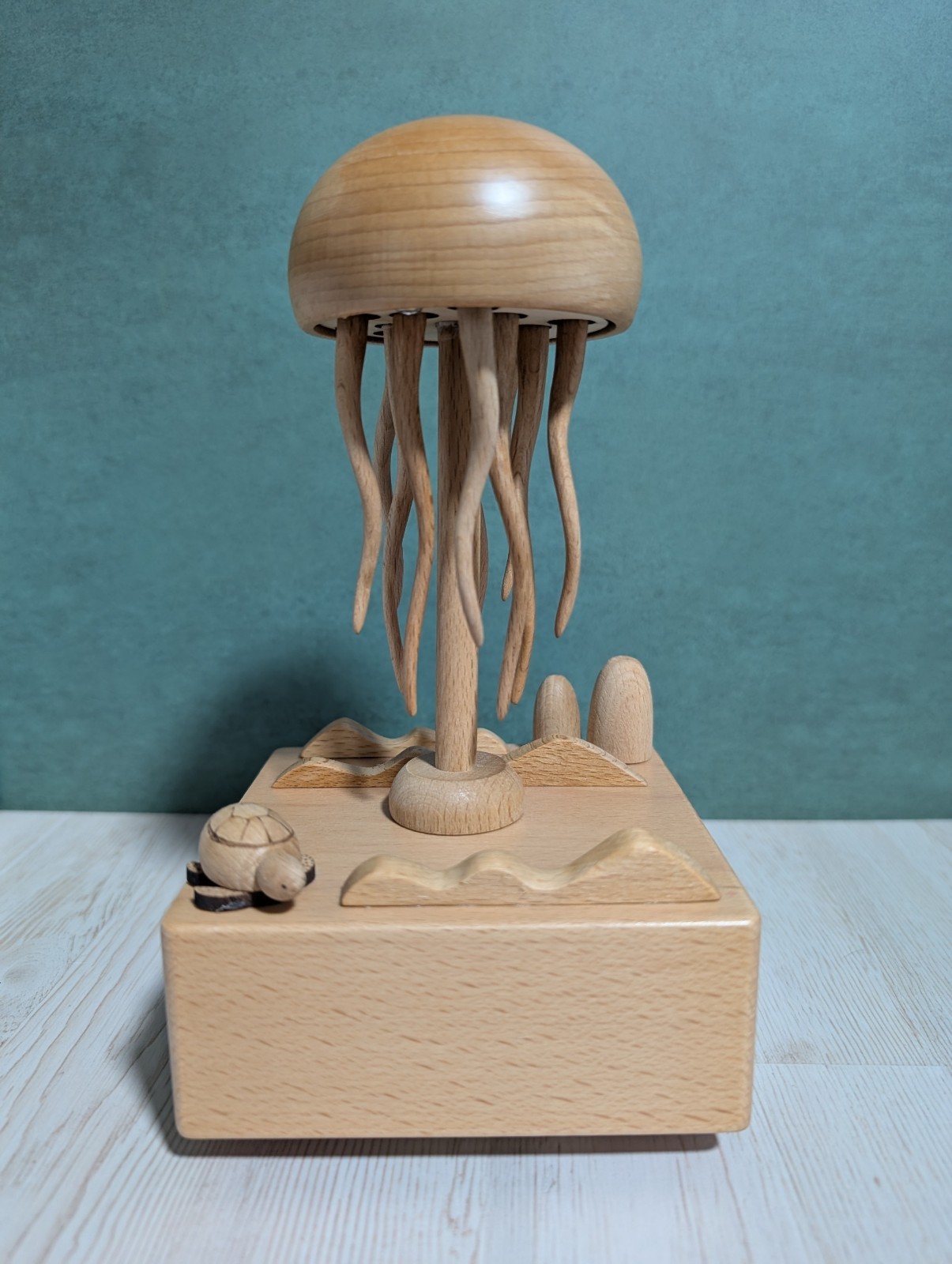 Rechargeable Wooden Jellyfish Music Box-DYNAMIC FLOATING Moving Tentacles