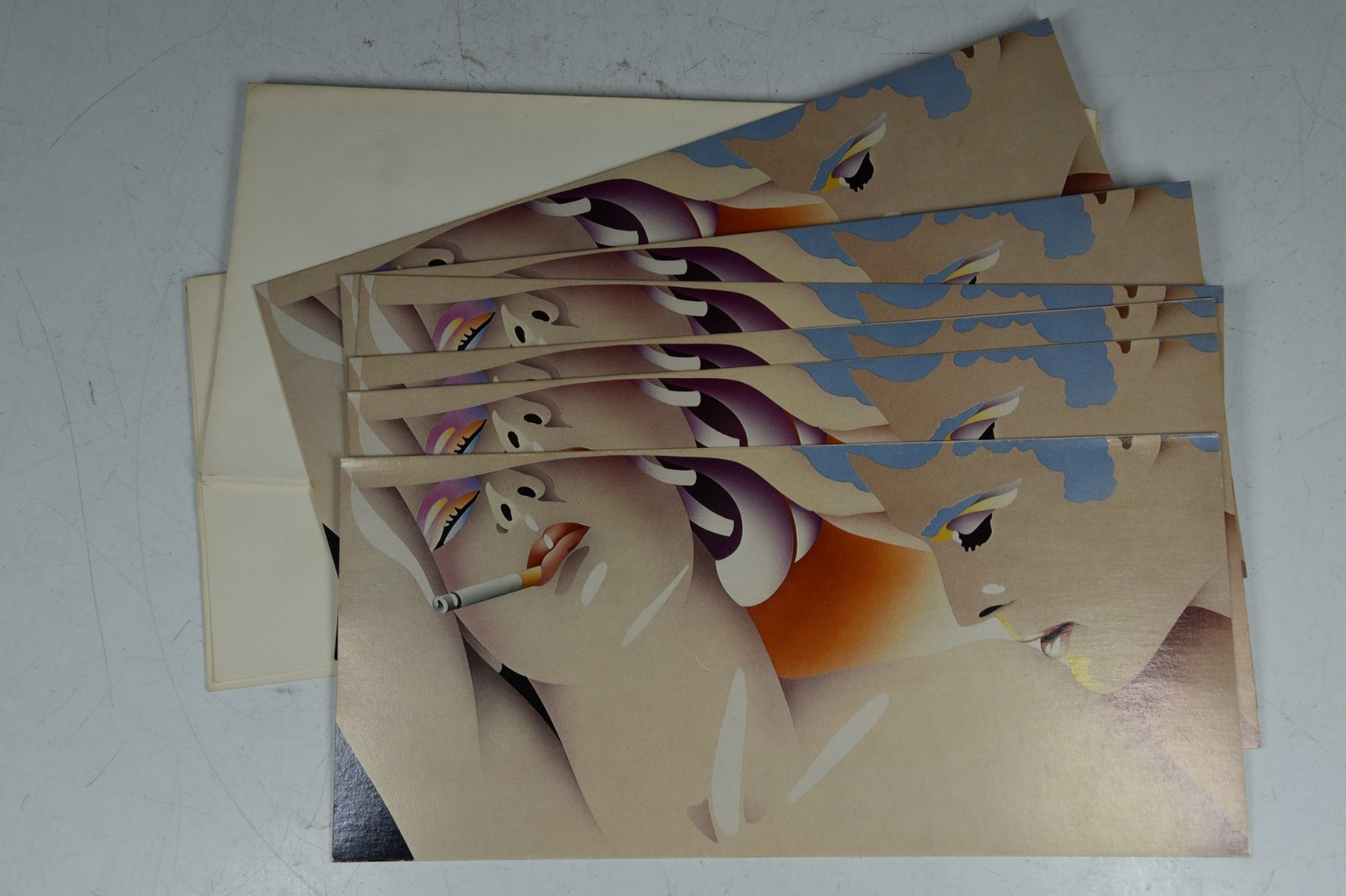 6 Vintage Greeting Cards Nicholas Gaetano Fishy Kisses Paper Moon LA 1980's Art