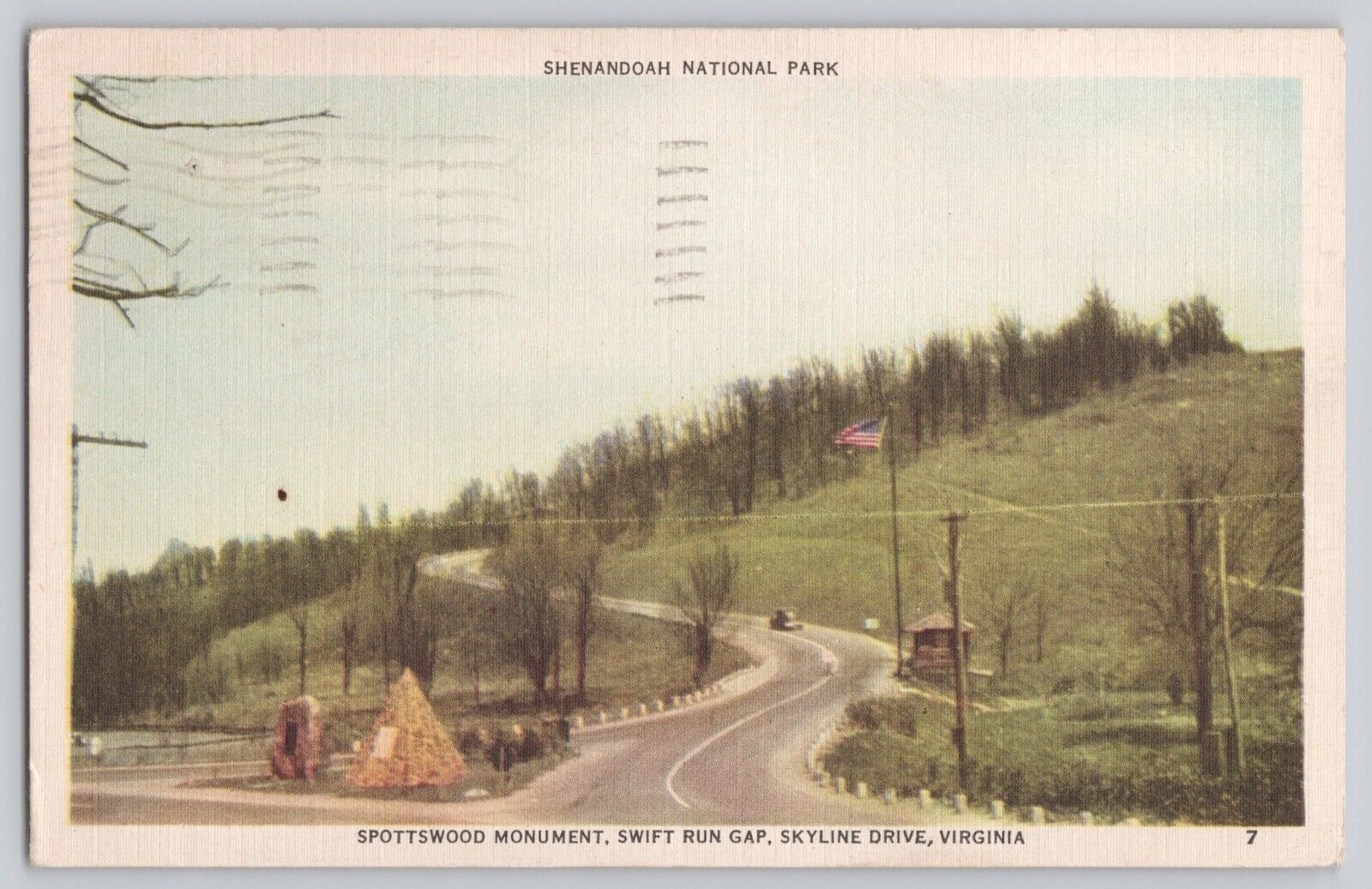 1917 Shenandoah National Park VA Spotswood Monument Skyline Drive Postcard PC175