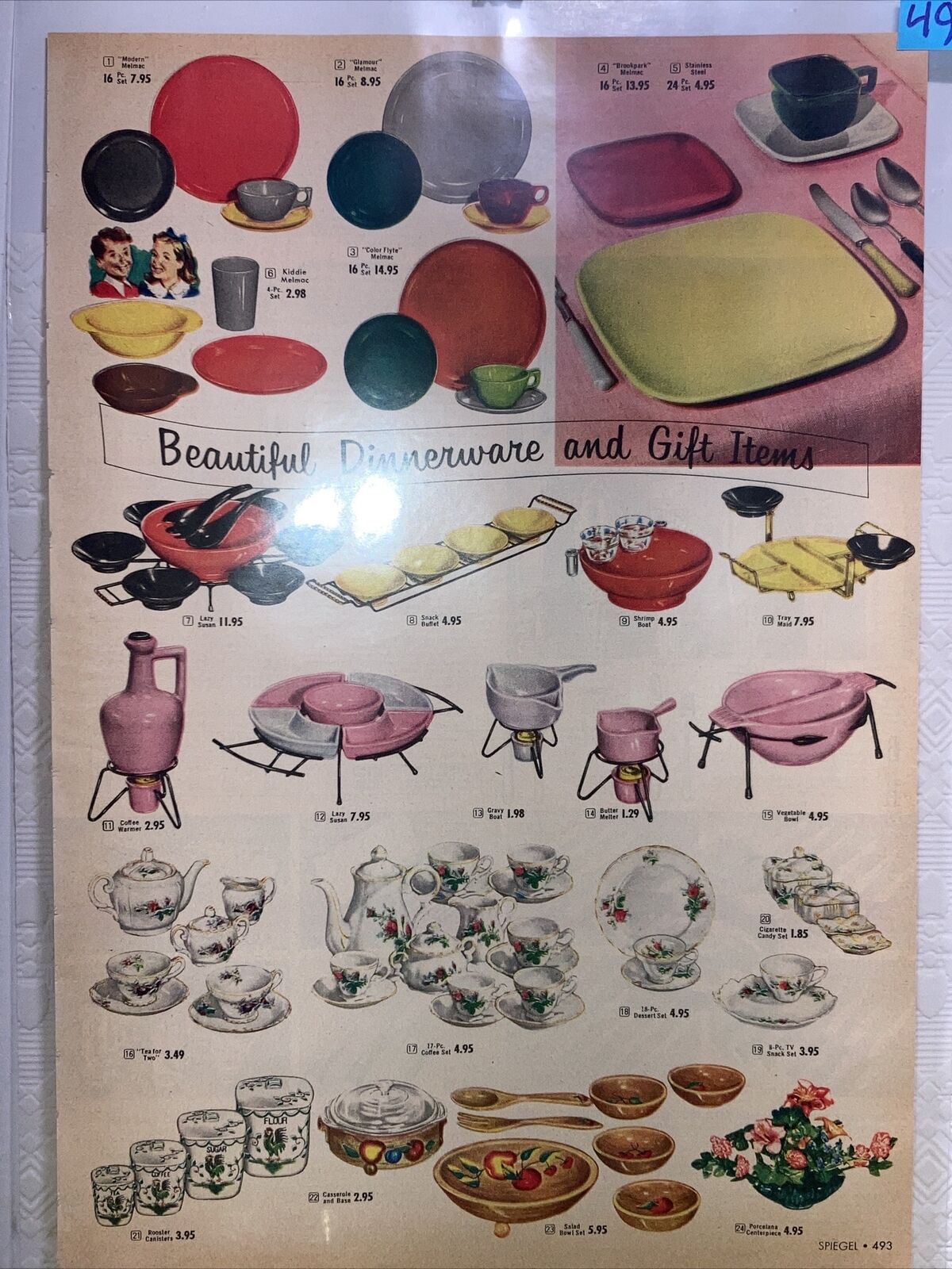 1955 Spiegel Catalog Print Ad Mid Century Modern Dinnerware Serving Pieces