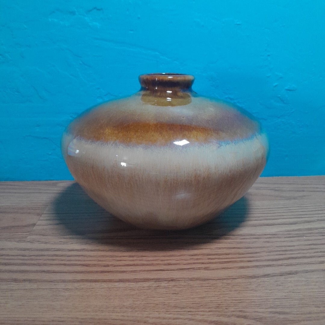 Studio Art Pottery Wide Bud Vase  Ceramic Multi Color Glaze