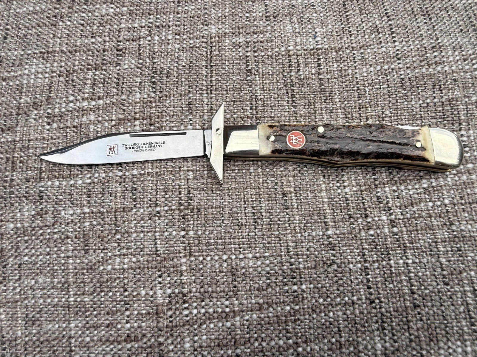 Vintage J.A.Henckels HK-23-S Stag Cheetah Swing Guard Knife Solingen Germany NIB