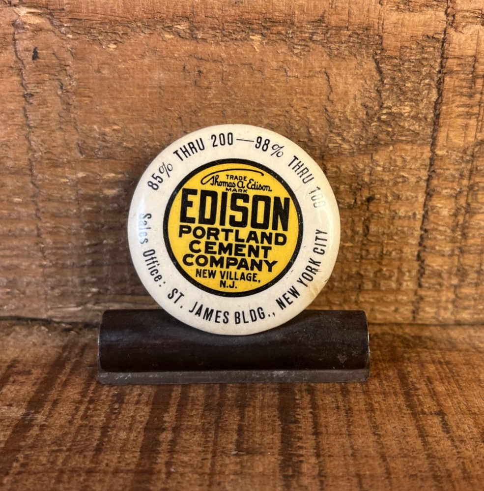 Antique Edison Cement Celluloid Advertising Clip New Village, N.J.