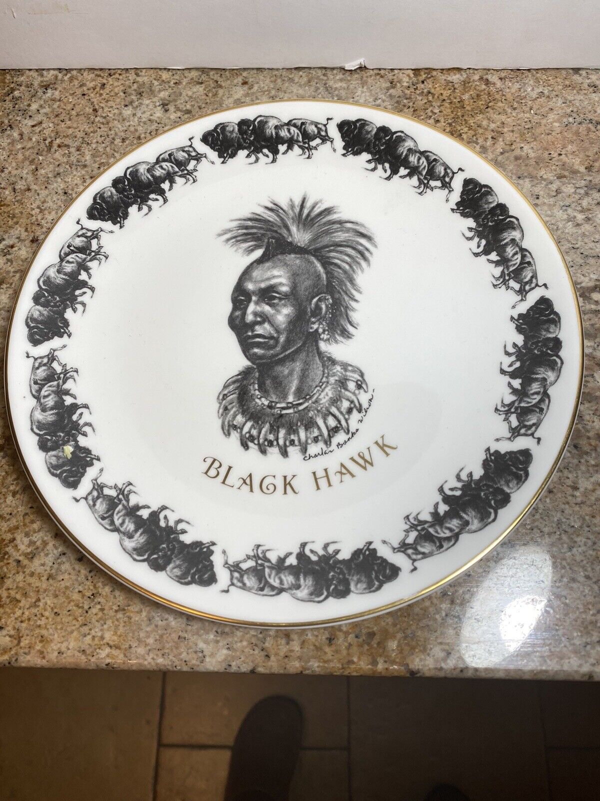 1971 Wedgewood  American Indian Chief Black Hawk  Plate Charles Wilson Ex Cond
