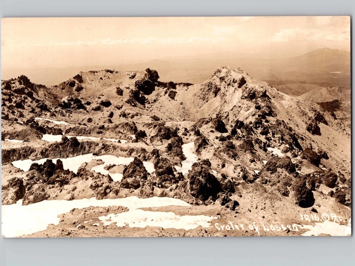 c1919 Crater Of Lassen Peak Volcano California CA RPPC Real Photo Postcard