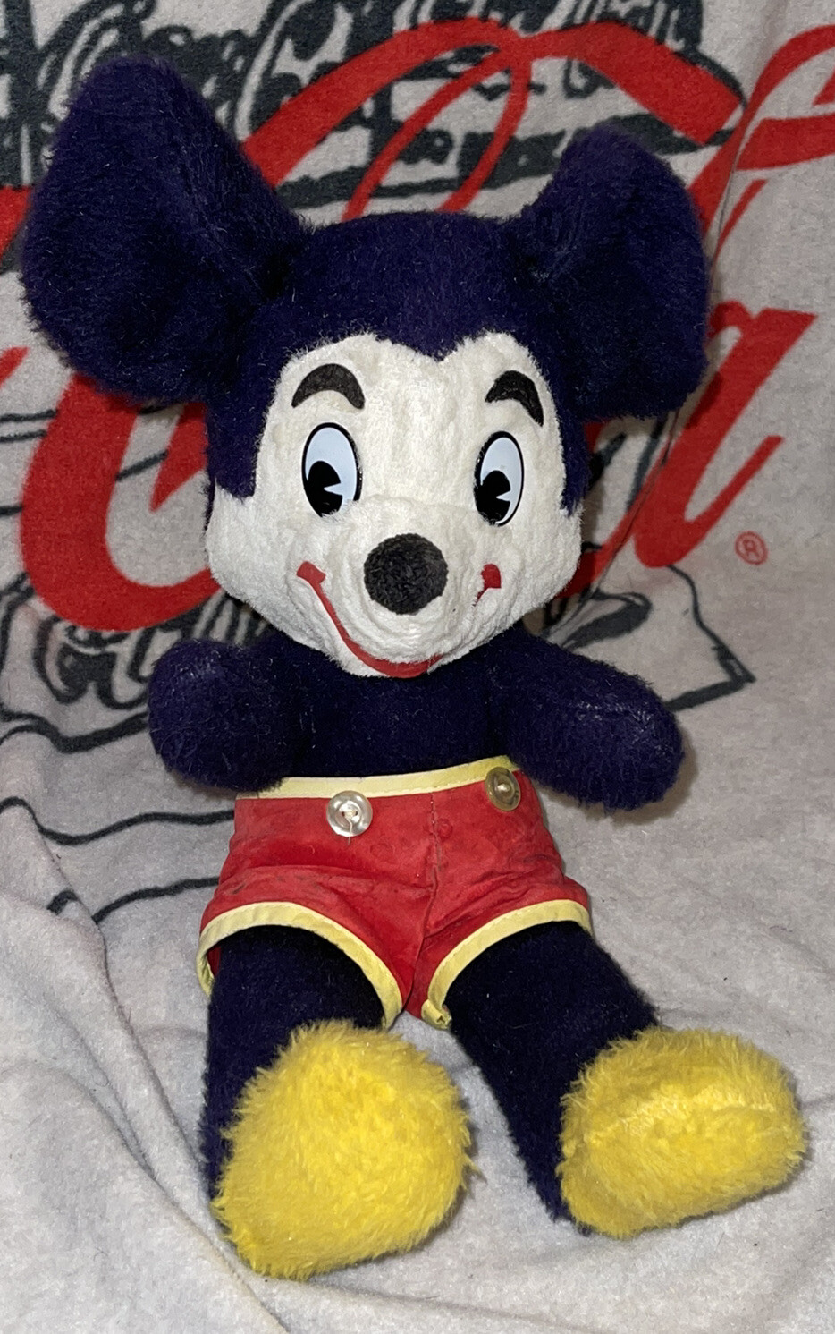 VTG Walt Disney Productions Mickey Mouse Plush 14” WDP Tag 1970s Theme Park Toy