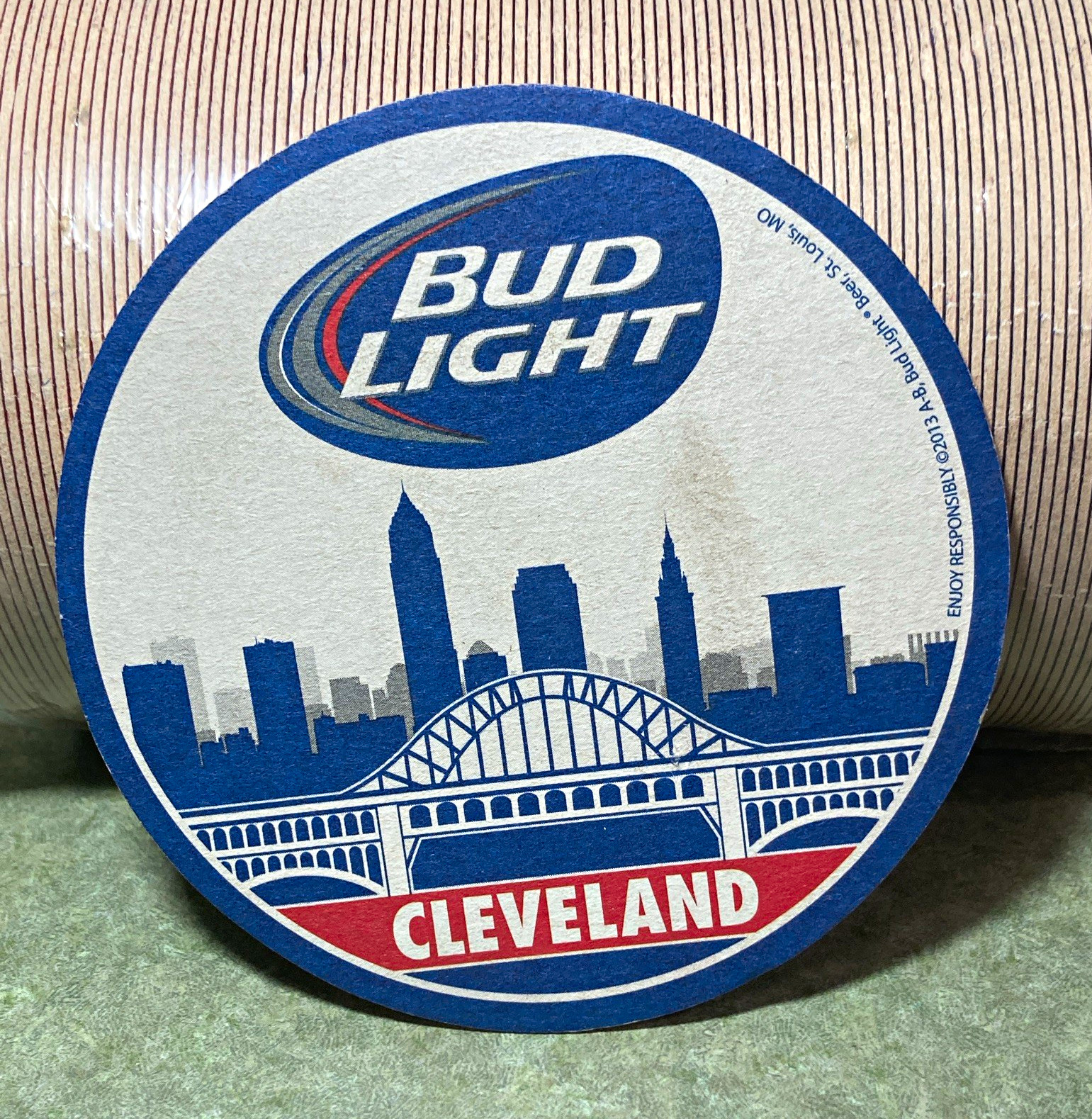 Bud Light Cleveland Beer Coaster Breweriana Bar Pub Man Cave Collectible 110+