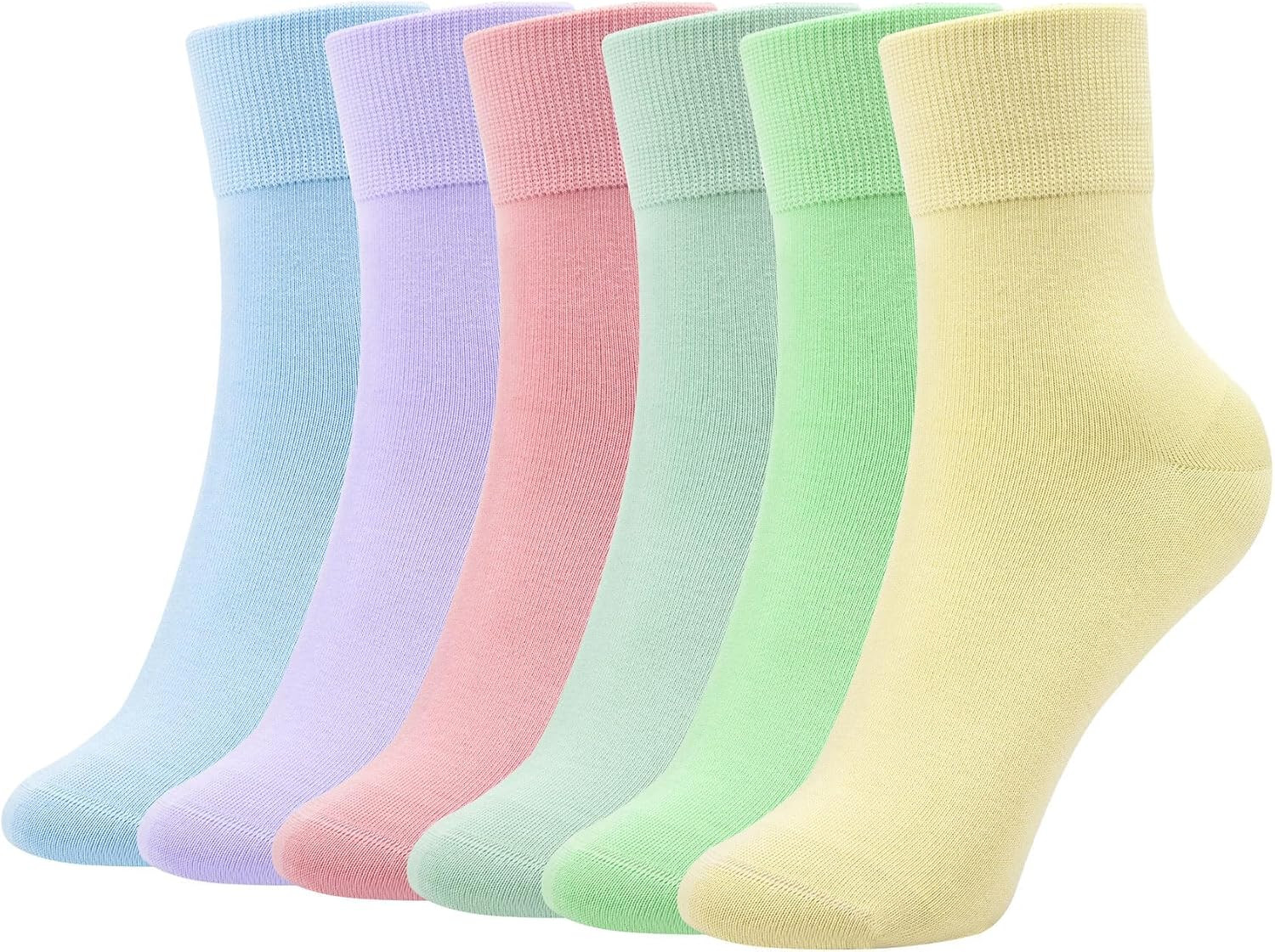 6 Pairs Thin Ankle Socks for Women, Womens Cotton Casual Dress Crew Lightweight