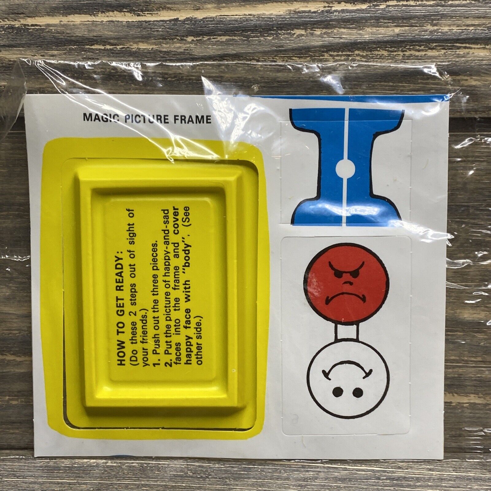 Vintage Magic Picture Frame Magic Trick Sad Happy Face Yellow Tray 