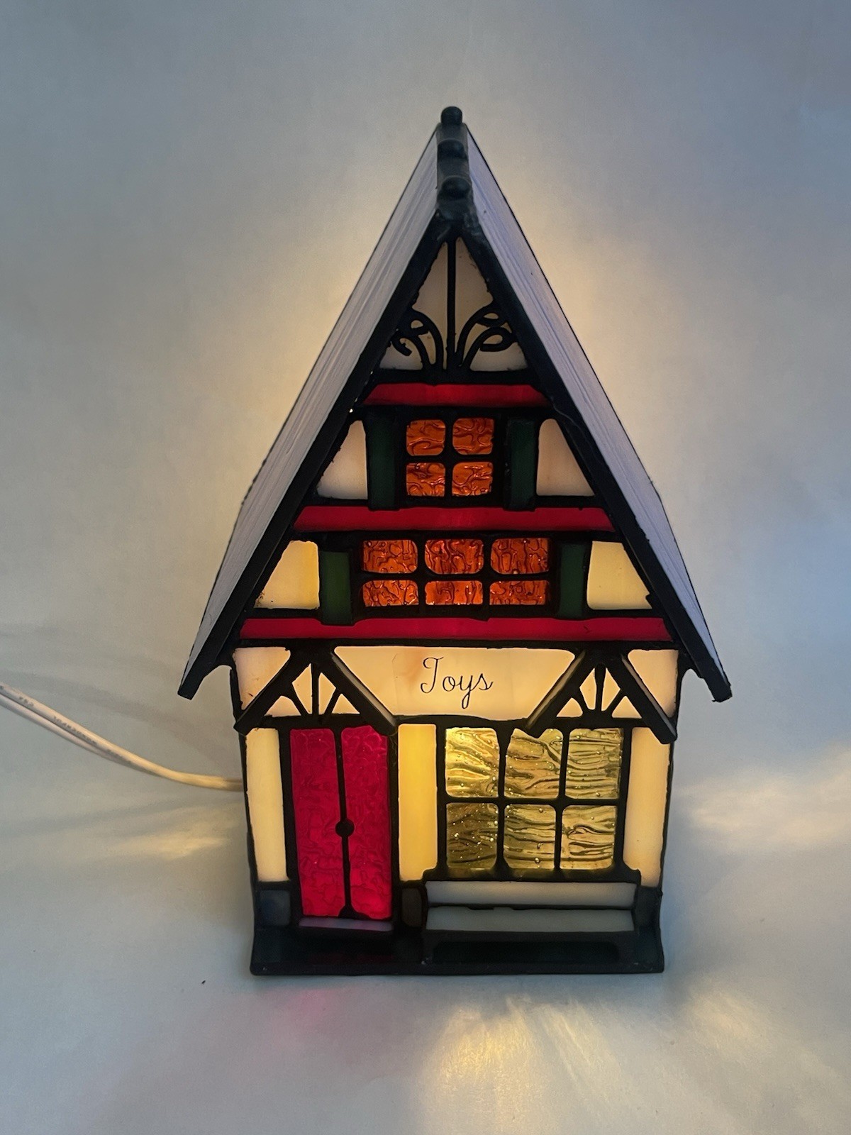 Vintage Stained Glass House  7” Tall