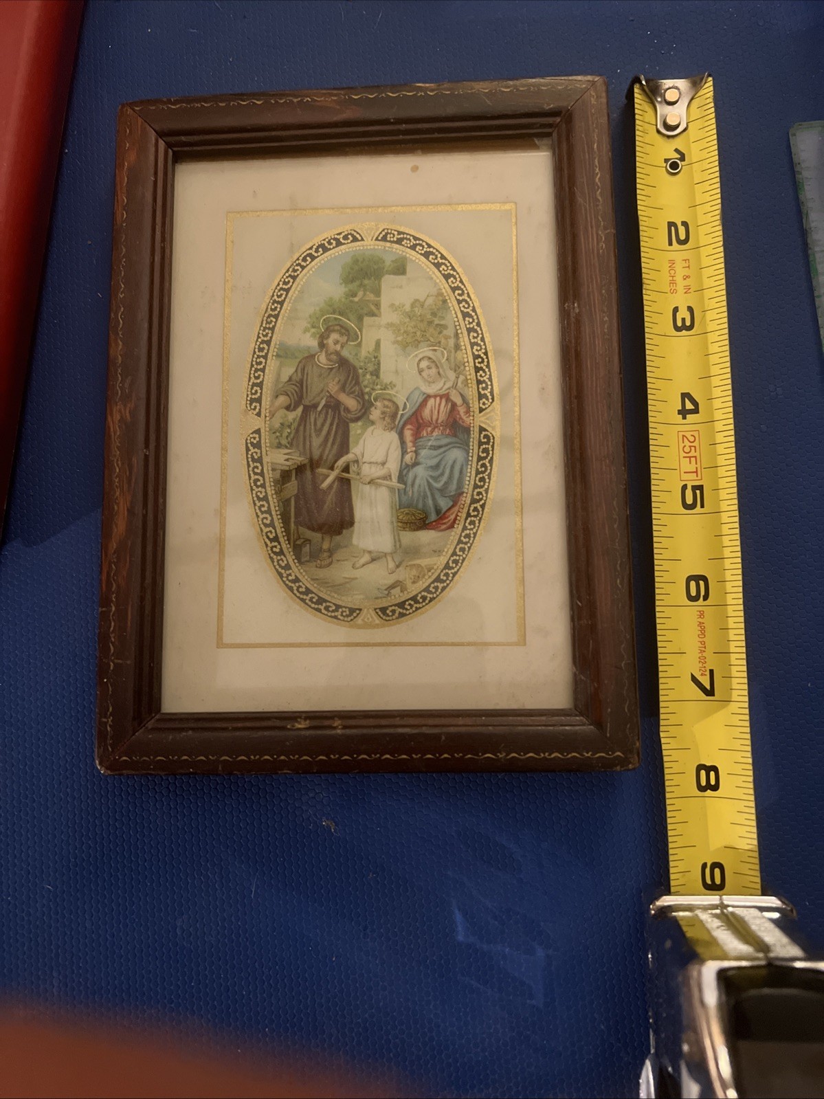 Vintage Holy Family framed Devotional Print with gold-gilt Border