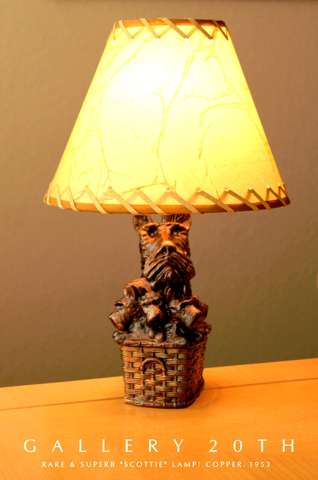 ADORABLE 50\'S SCOTTISH TERRIER LAMP COPPER PUPPY 60\'S VTG MID CENTURY MODERN