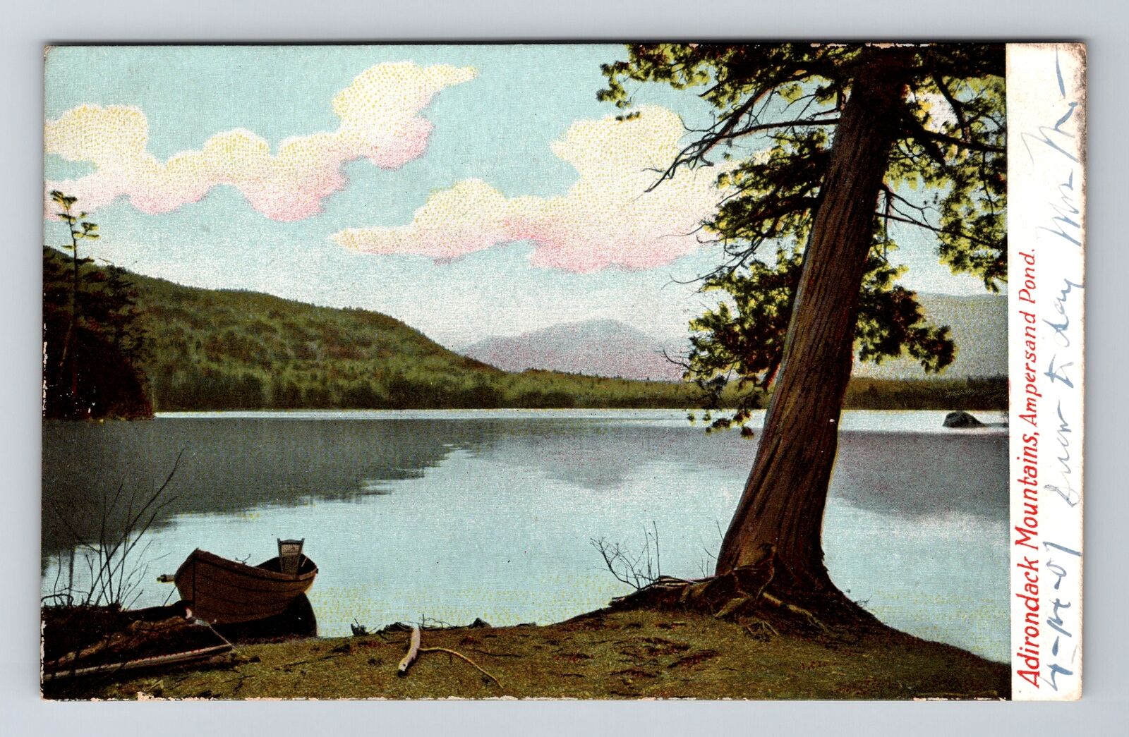 Saranac Lake NY-New York, Adirondack Mountains, Ampersand Pond Vintage Postcard
