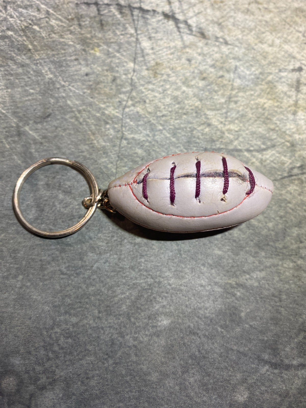 Vintage - 1980\'s Football Keychain With Laces - Gray and Red