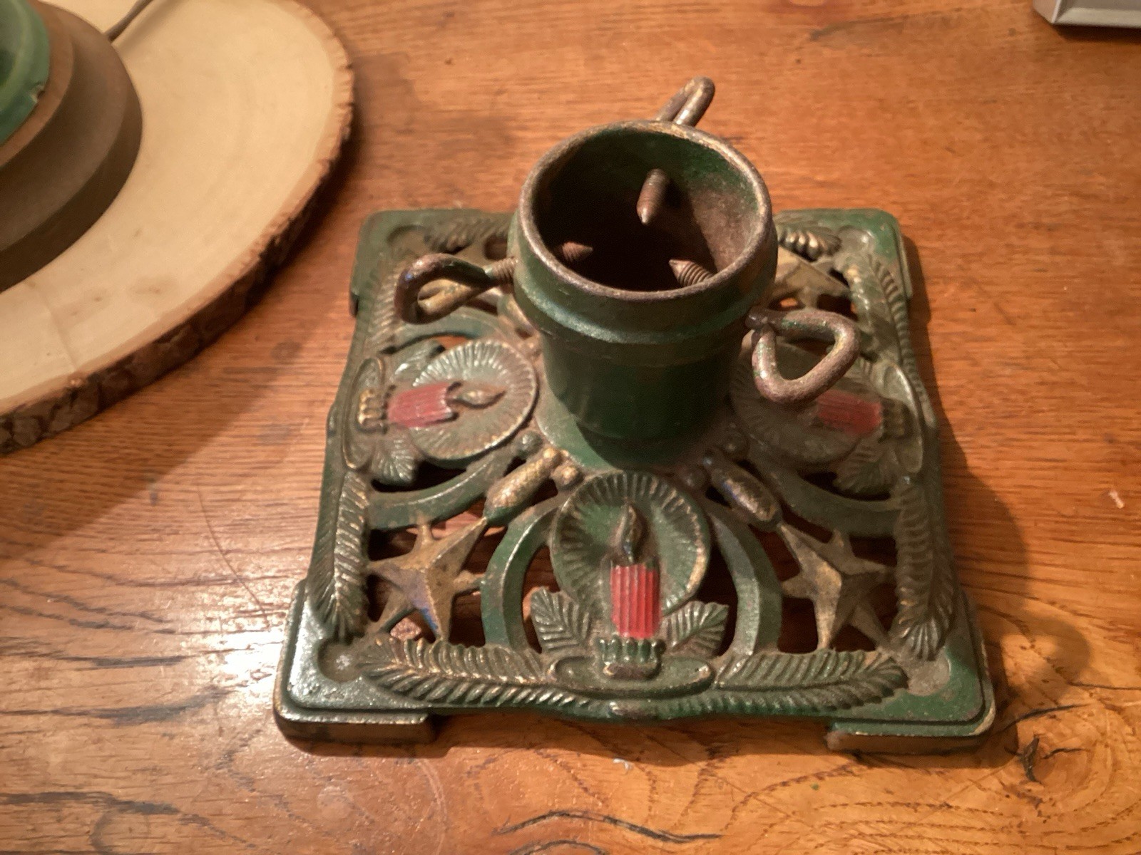 Antique German Christmas Tree Stand Germany Candles Stars
