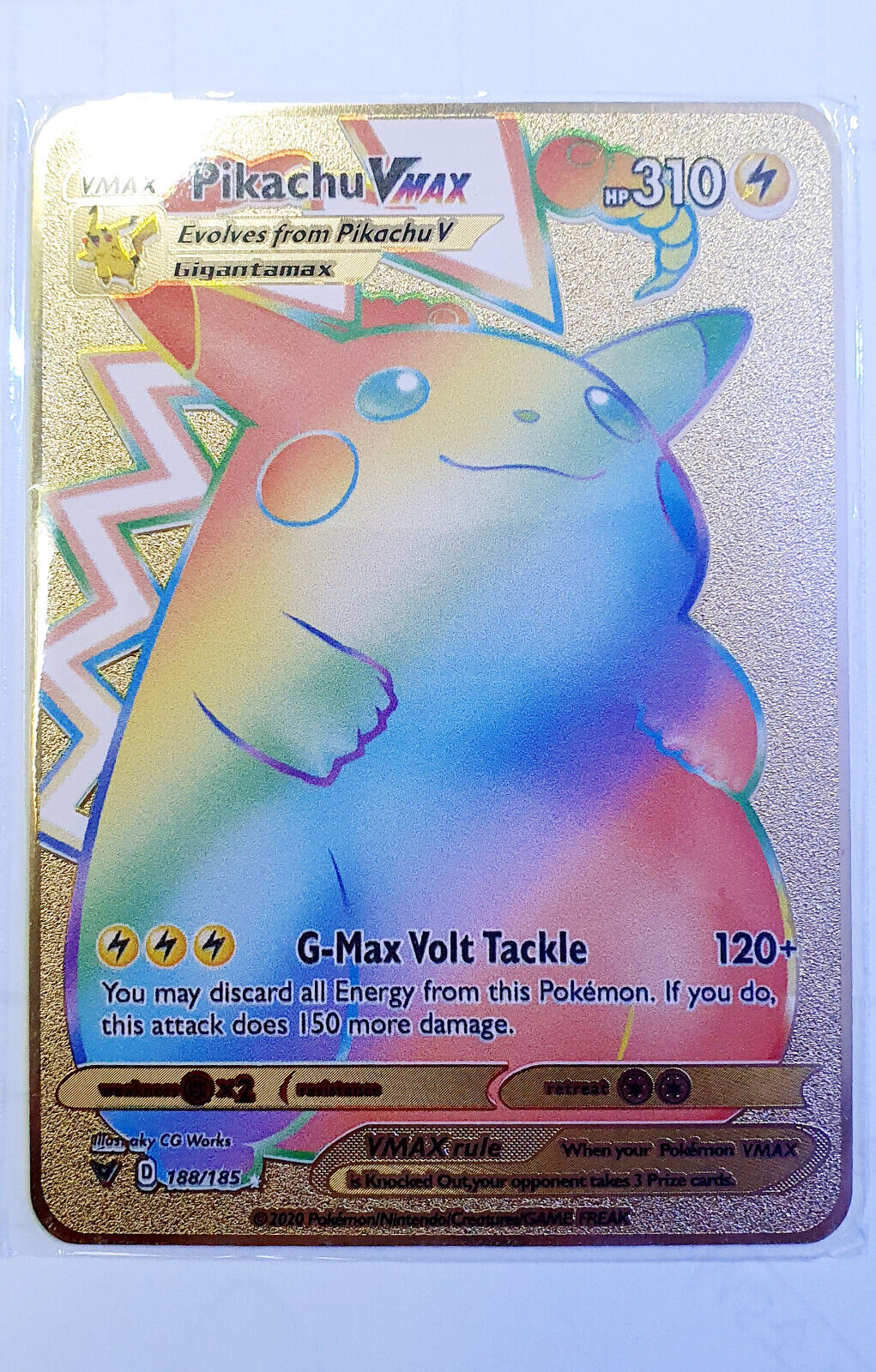 Pokemon Card Metal Gold Pikachu Rainbow Pokemon VMAX V Easter Gift