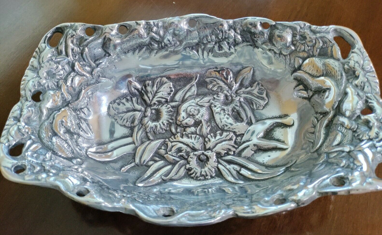 PEWTER FLOWER BOWL DECORATIVE VERSATILE Serving Plate 13\