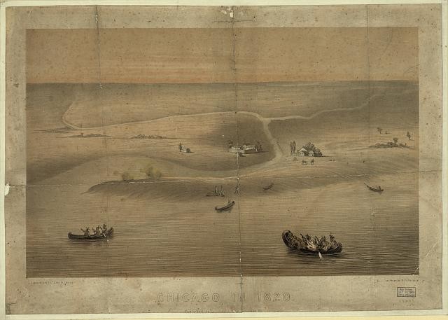 Photo:Chicago Illinois 1820 Boats Harbor Scene Fabronius Print