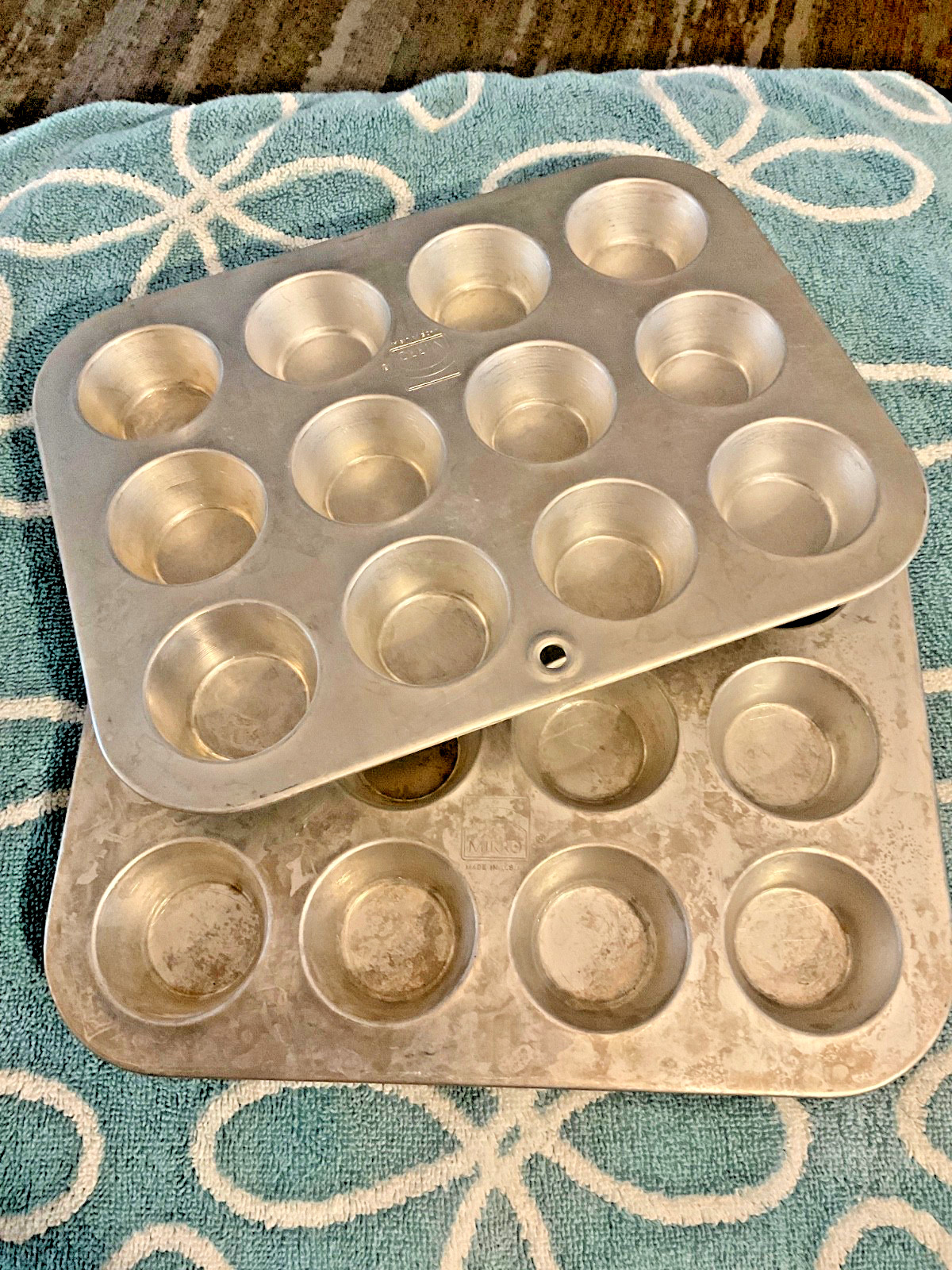 Vtge Mirro Mini Muffin Tin Pan Aluminum Tart Cupcake 12 Holes 2