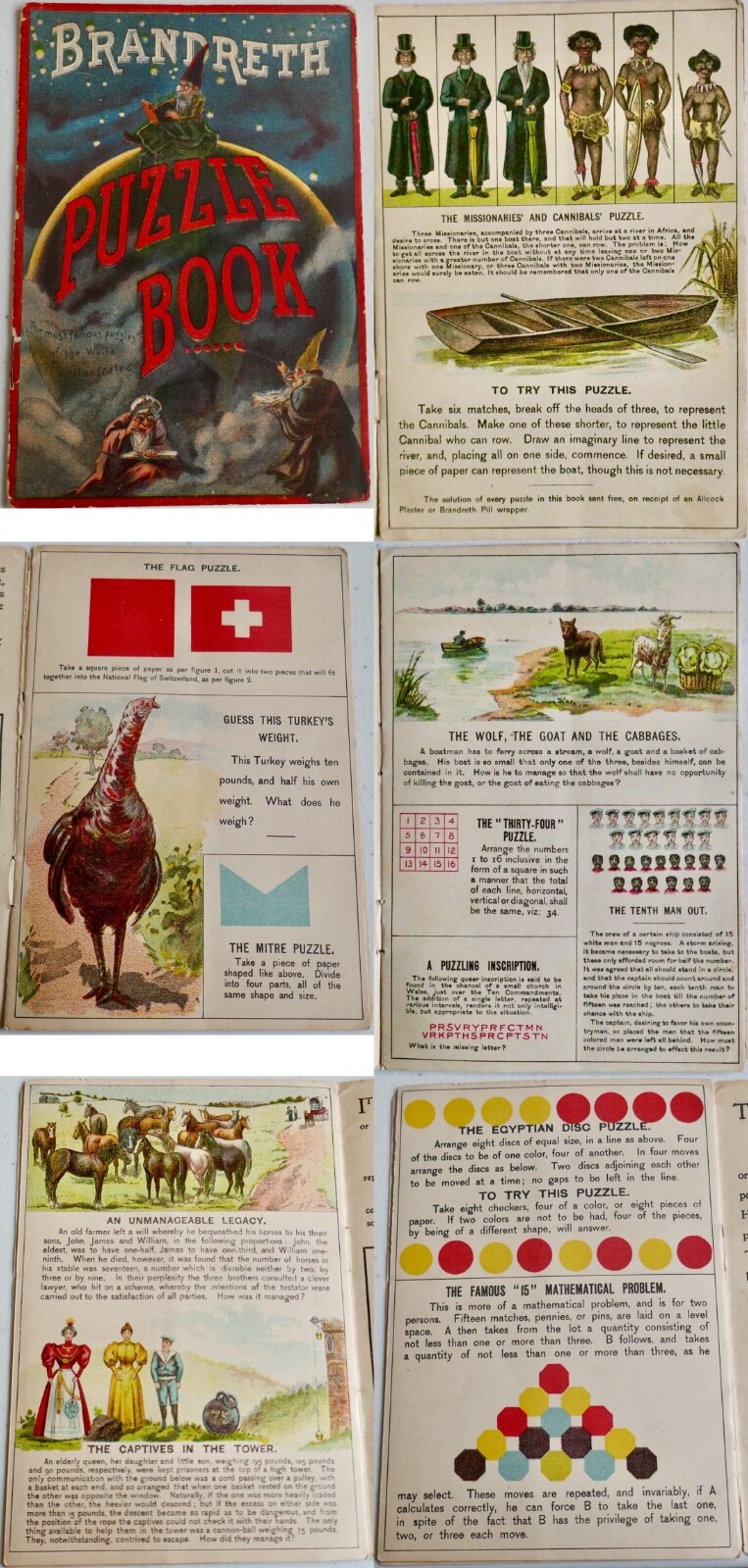 Antique 1896 Quack Medicine BRANDRETH PUZZLE BOOK  Advertising POROUS PLASTER CO
