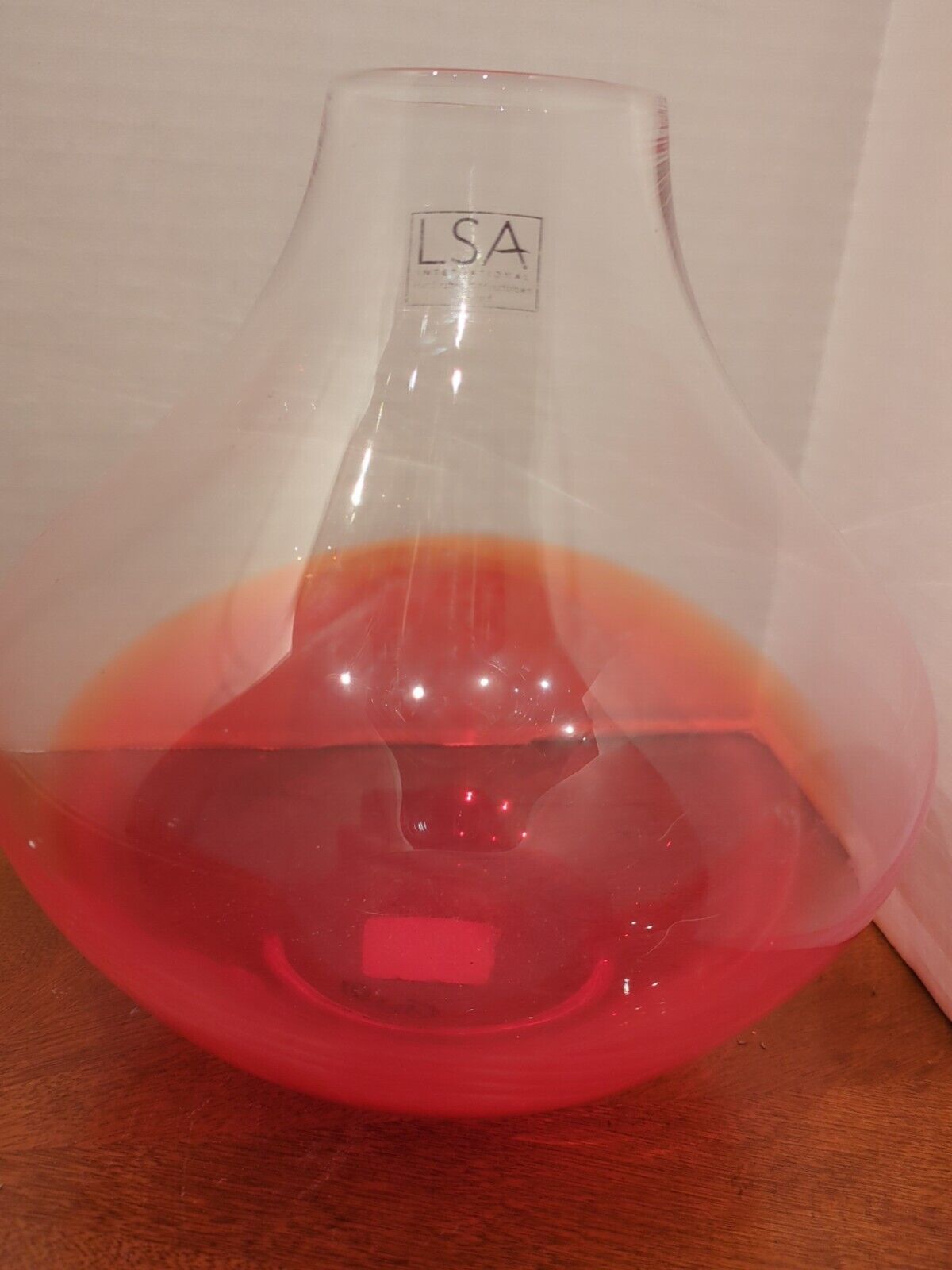 Vintage LSA International Ombre Orange Red Amberina Glass Vase Mouth Blown