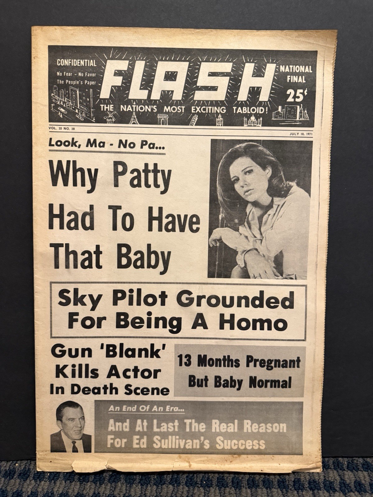 1971 July 10th Confidential Flash NewsPaper, Patty Duke, Ed Sullivan (VRN10H)