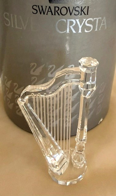 Swarovski Signed Silver Crystal Harp Clear With Box Swarovski Signed Silver Crystal Harp Clear With Box