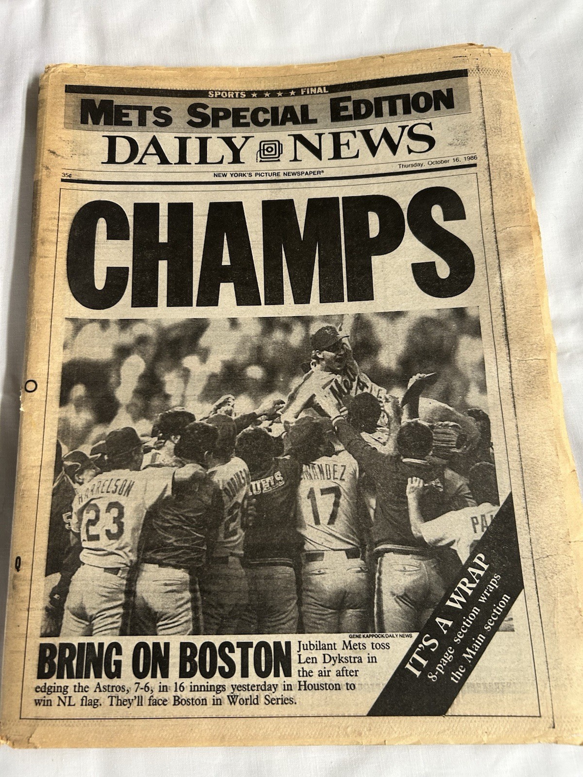 Vintage N.Y. Daily News 10/16/86 Mets Win Pennant Vintage N.Y. Daily News 10/16/86 Mets Win Pennant