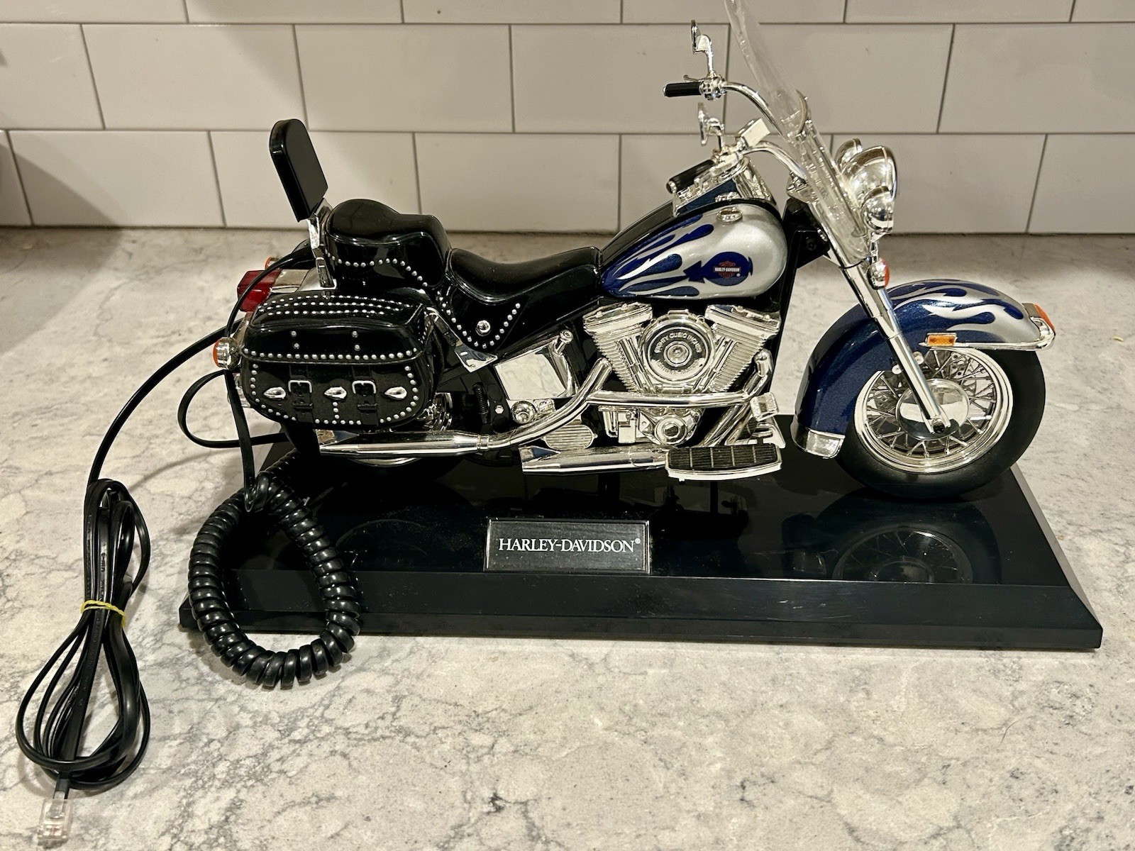 Harley Davidson Telemania Navy Blue, Silver, Black Motorcycle Telephone