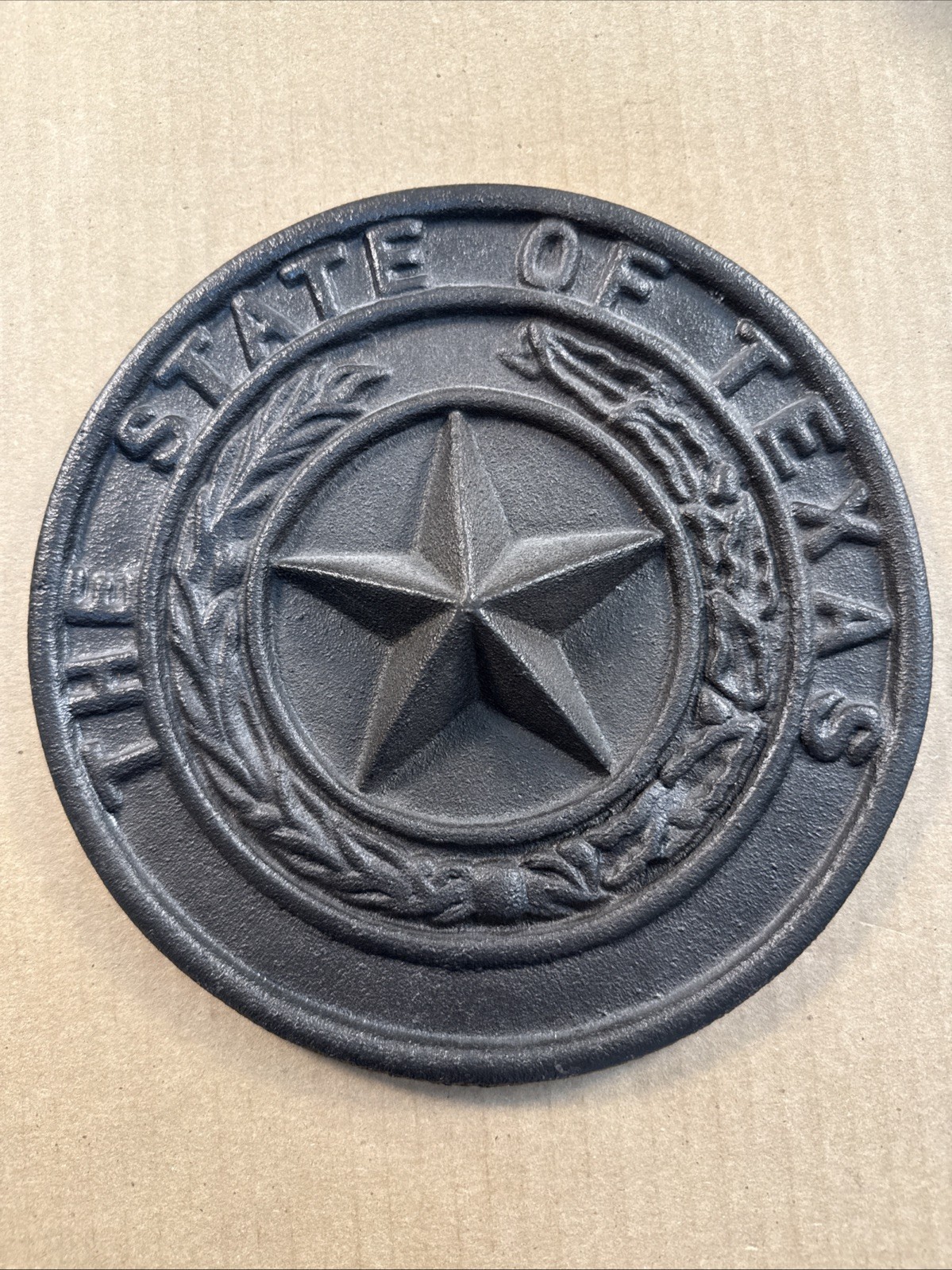 Vintage The State Of Texas Lone Star 8.5” Cast Iron Plaque