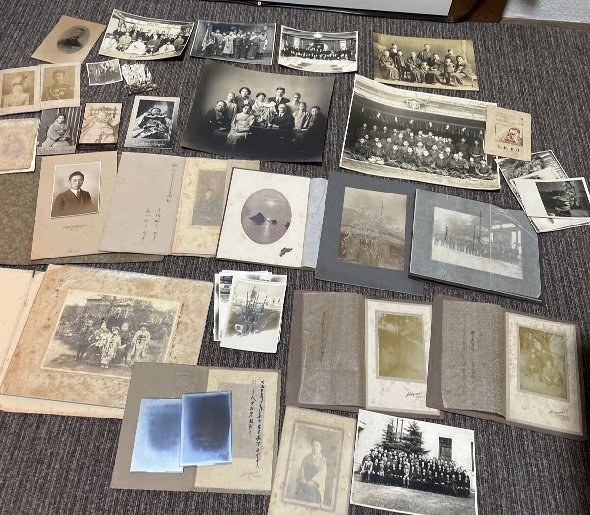 Antique Japanese Photo Lot Meiji Taisho Showa Era Military Family Glass Negative