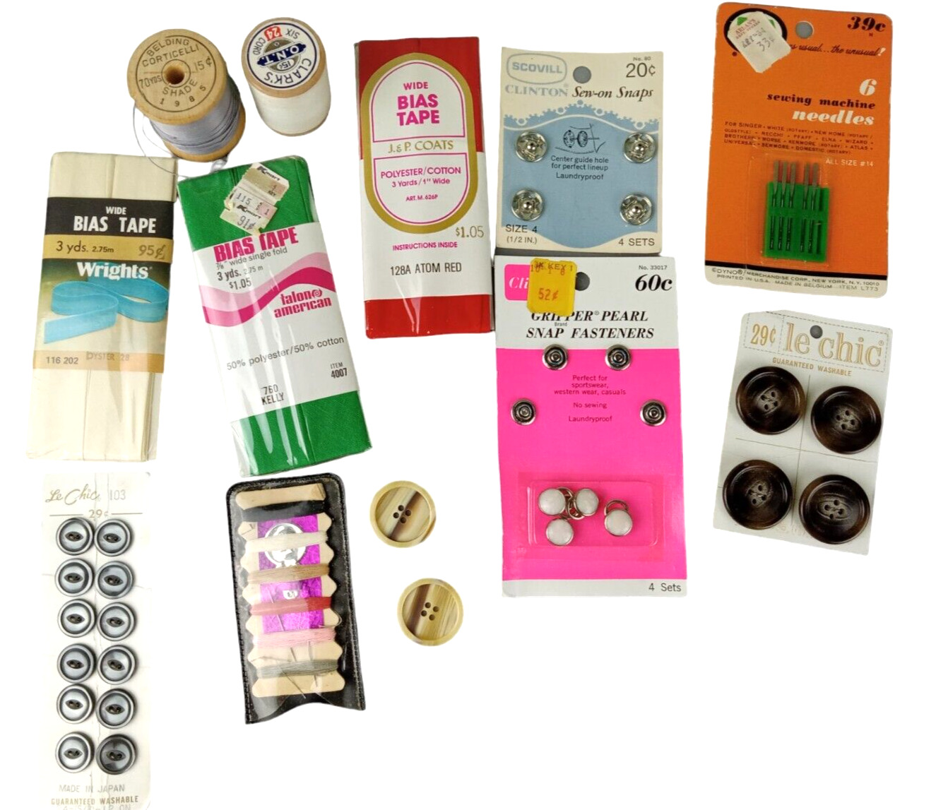 Lot Vintage Sewing Notions Thread, Buttons and More Some NEW