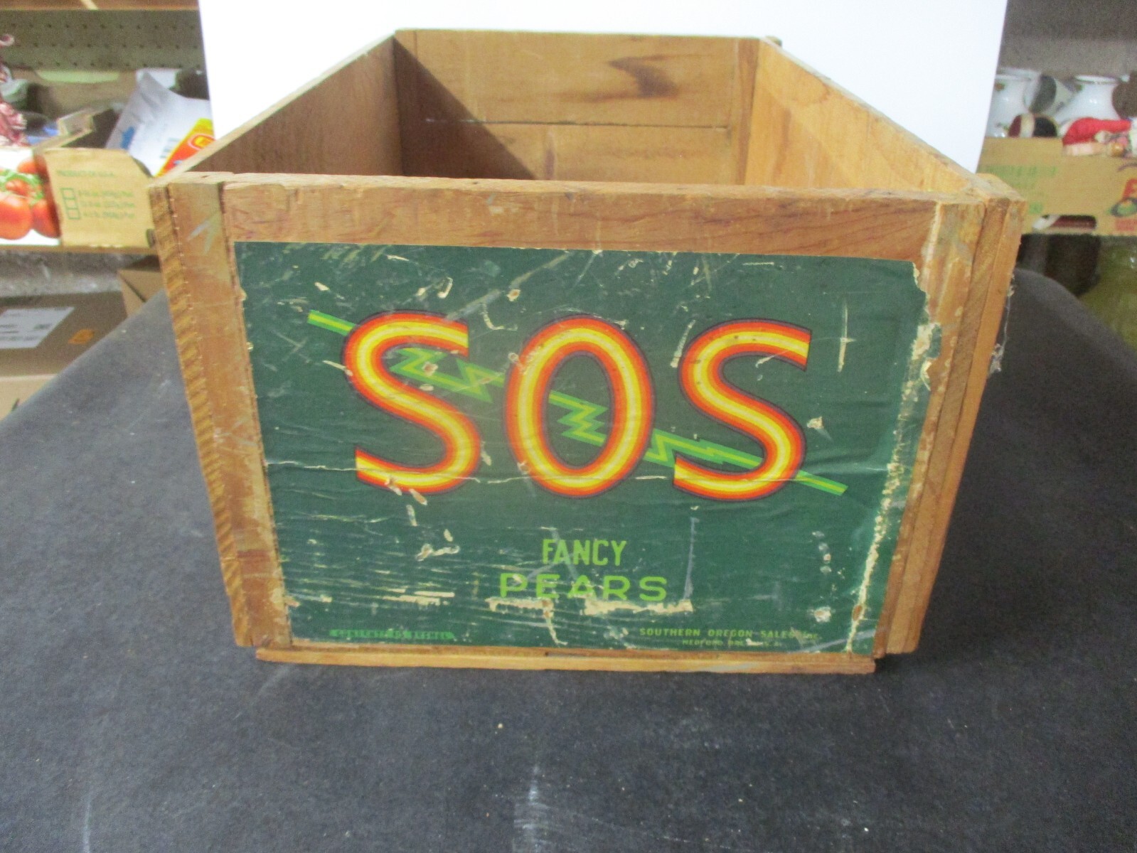 Vintage SOS Pears Medford Oregon Shipping Storage Crate