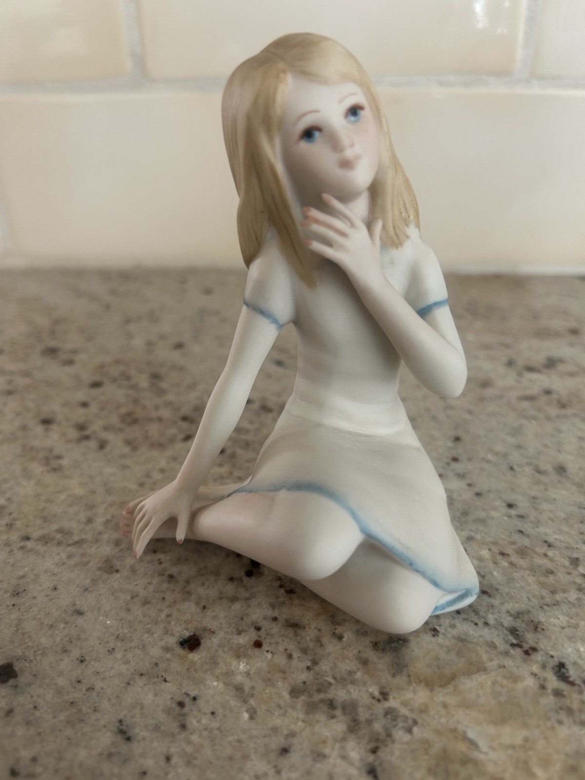 Vintage Cybis Porcelain Thumbelina Sitting Girl Bisque Finish Retired Signed